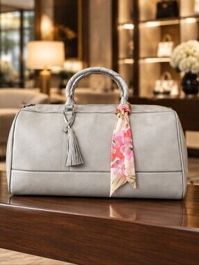 Saffiano Gray Ms Lovely Vegan Leather Duffle NWT